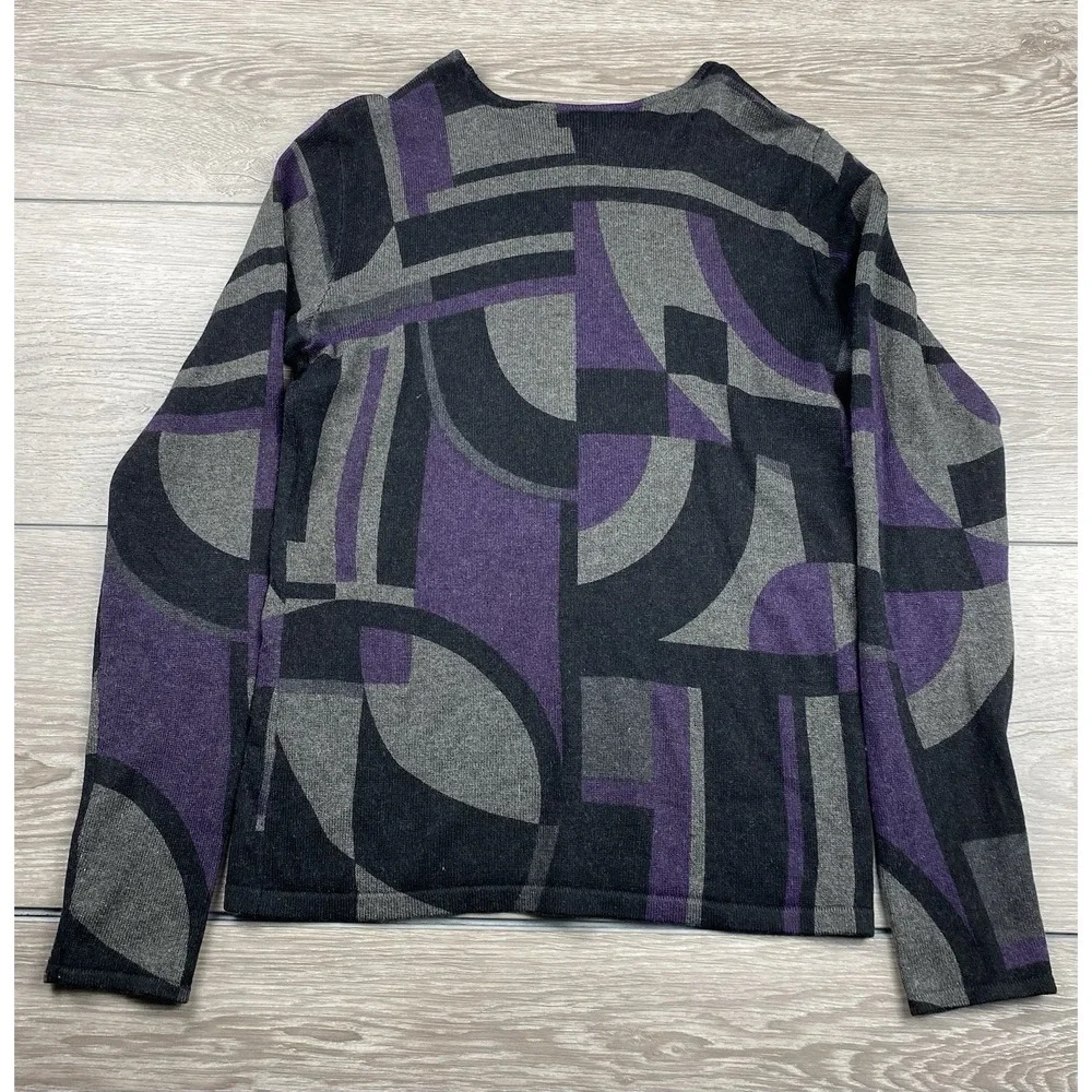 Lauren Ralph Lauren Women's Silk Cashmere Geometric Abstract ‎ Sweater Grey XS